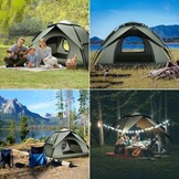 Campingtent, automatische onmiddellijke tent voor 2-3 personen, pop-up, dubbellaags, waterdicht en winddicht, ultralichte koepeltent, uv-bescherming, eenvoudige installatie voor trekking, gezinnen,