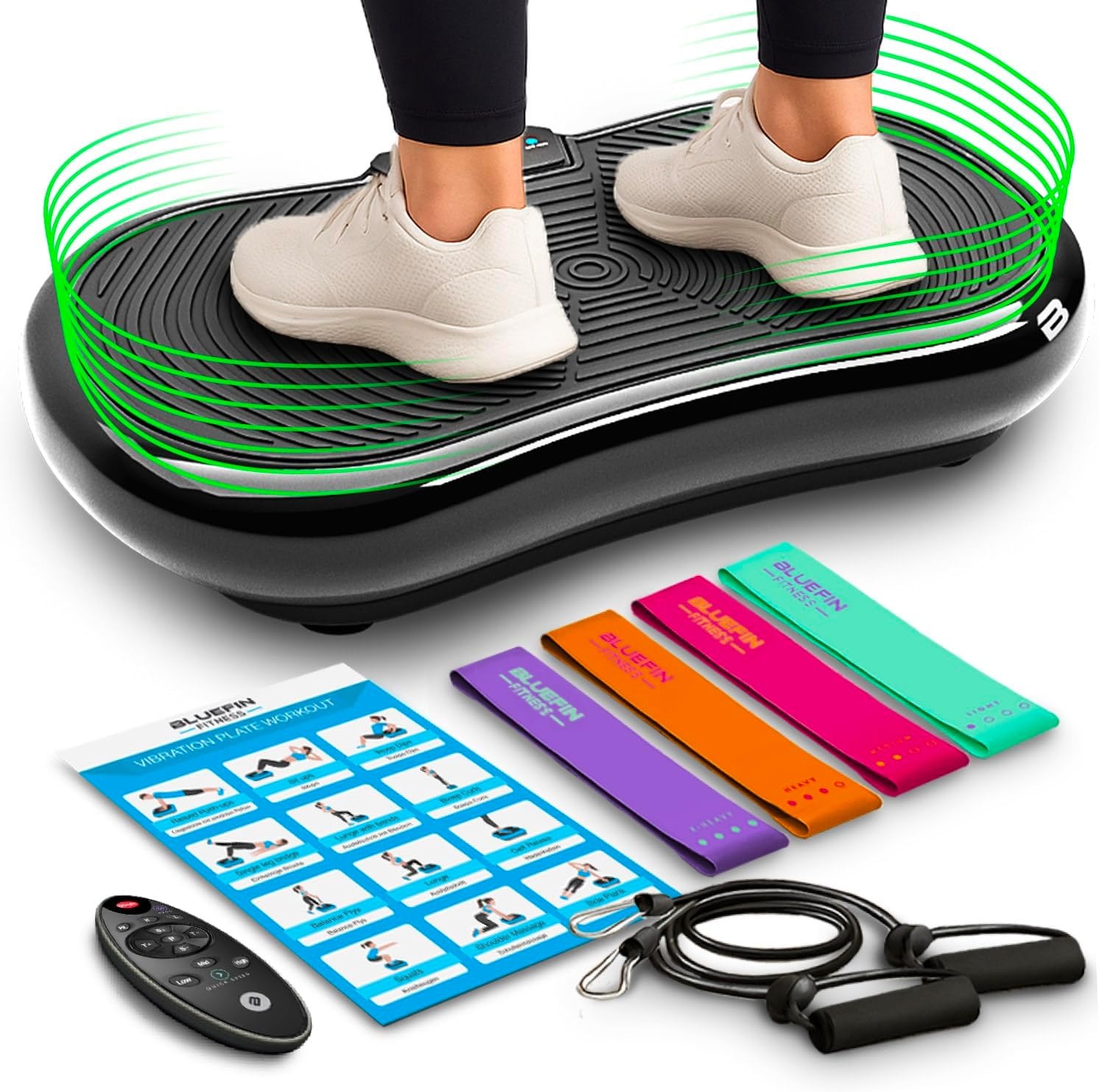 Bluefin Fitness Ultra Slim Power Trilplaat | Innovatieve Vibro Shaper | 5 Programma's + 180 Niveaus | Full Body Workout | Geruisloze Home Fitness | Makkelijk op te bergen | Strak & Compact Ontwerp