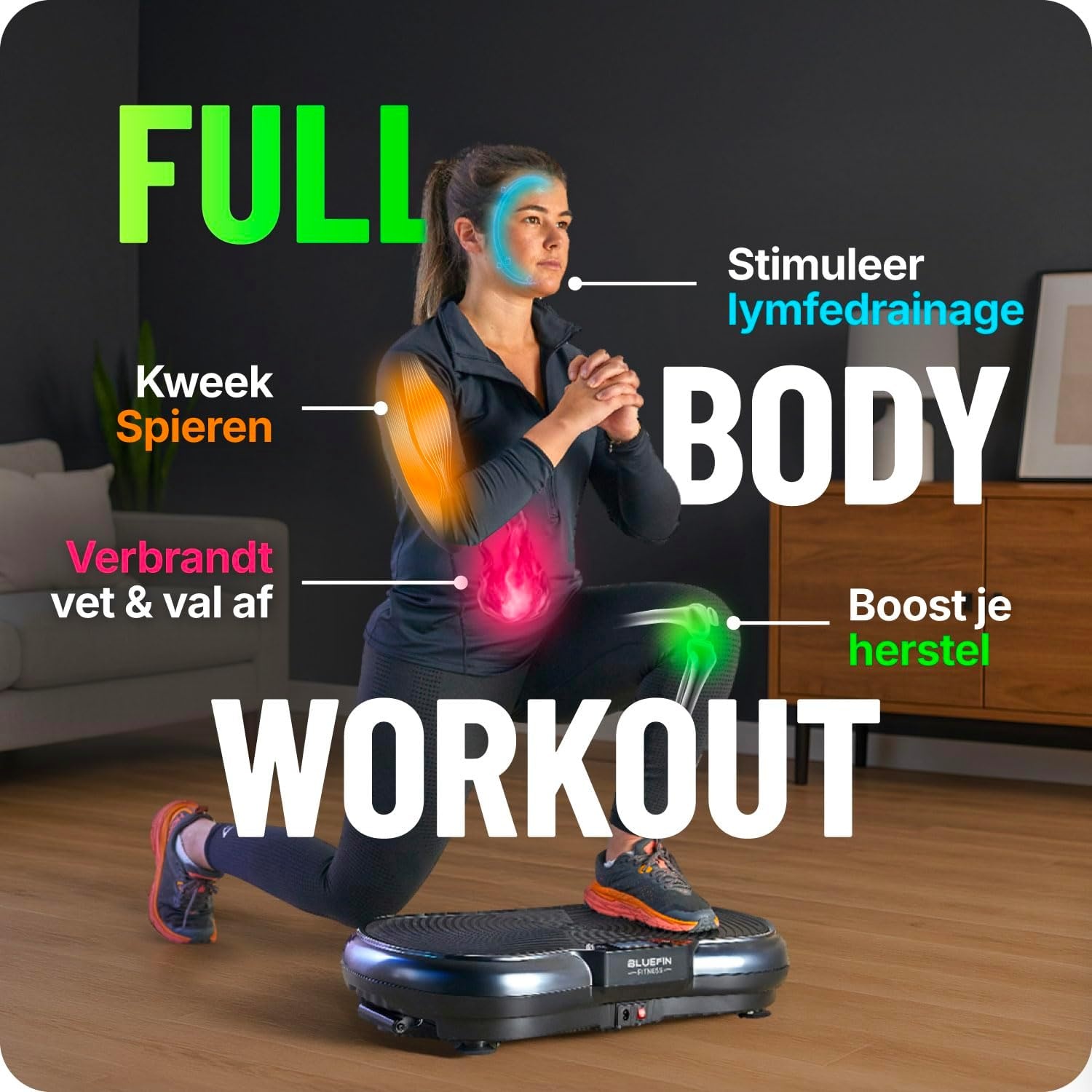 Bluefin Fitness Ultra Slim Power Trilplaat | Innovatieve Vibro Shaper | 5 Programma's + 180 Niveaus | Full Body Workout | Geruisloze Home Fitness | Makkelijk op te bergen | Strak & Compact Ontwerp
