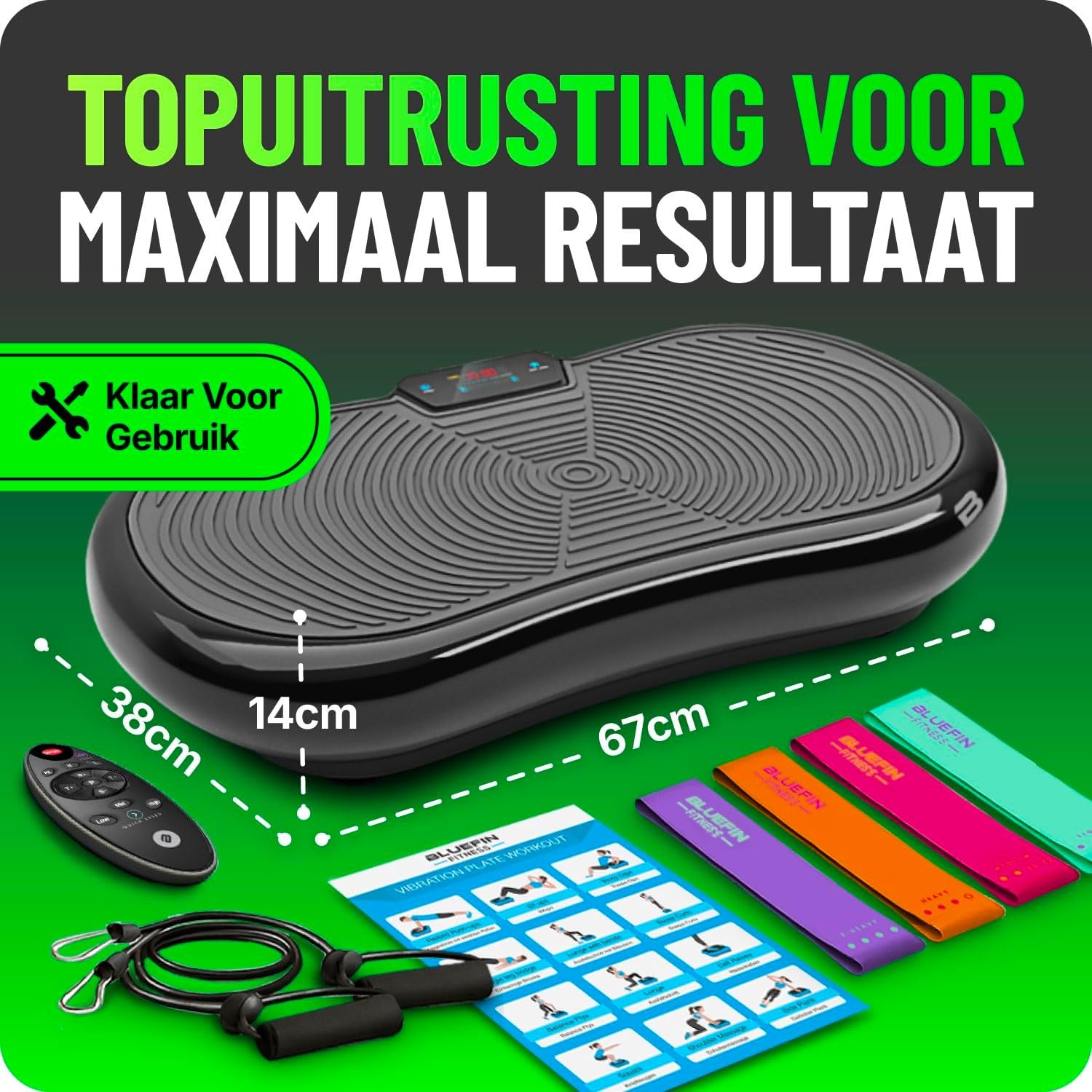Bluefin Fitness Ultra Slim Power Trilplaat | Innovatieve Vibro Shaper | 5 Programma's + 180 Niveaus | Full Body Workout | Geruisloze Home Fitness | Makkelijk op te bergen | Strak & Compact Ontwerp