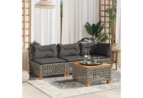 3-zits Tuinbank met Kussens - Poly rotan Grijs - 35% Korting