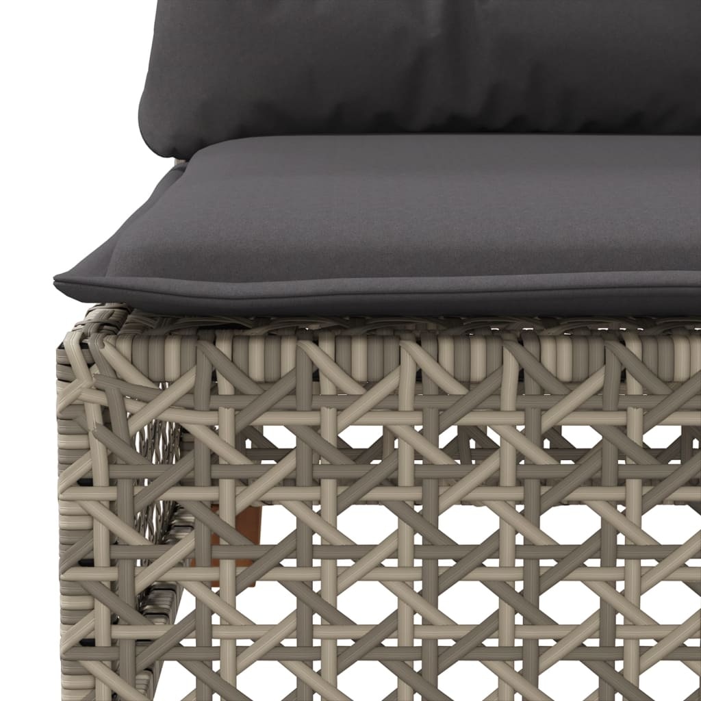 vidaXL Tuinbank 3-zits met kussens poly rattan grijs