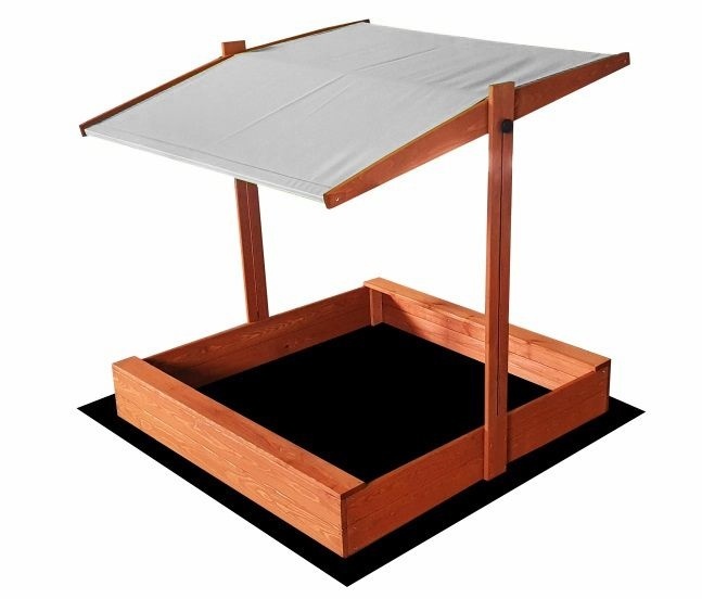 Zandbak - met deksel en dak - hout - 120x120 cm - grijs