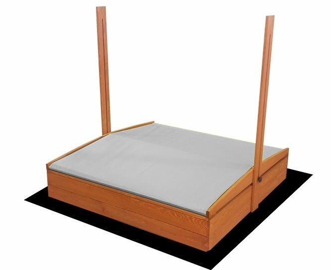 Zandbak - met deksel en dak - hout - 120x120 cm - grijs