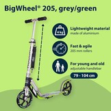 Hudora 14695 BigWheel GS 205-Het origineel met RX Pro technologie-Tret-Roller inklapbare City-Scooter, zwart/groen, Eén maat