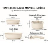 Pannenset 3-delig Aluminium Crème | Inductie & Oven | Anti-aanbak | Afneembare Handgreep (59% korting)