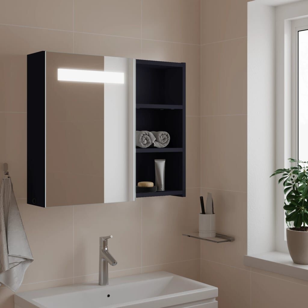 vidaXL Badkamerkast met spiegel en LED 60x13x52 cm grijs