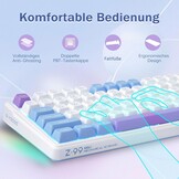 Mechanisch Gaming toetsenbord 96% Creamy, bedraad, gasketstructuur met geluidsdempend schuim, voorgeoliede lineaire schakelaars, 99 toetsen, RGB zijve