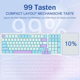 Mechanisch Gaming toetsenbord 96% Creamy, bedraad, gasketstructuur met geluidsdempend schuim, voorgeoliede lineaire schakelaars, 99 toetsen, RGB zijve