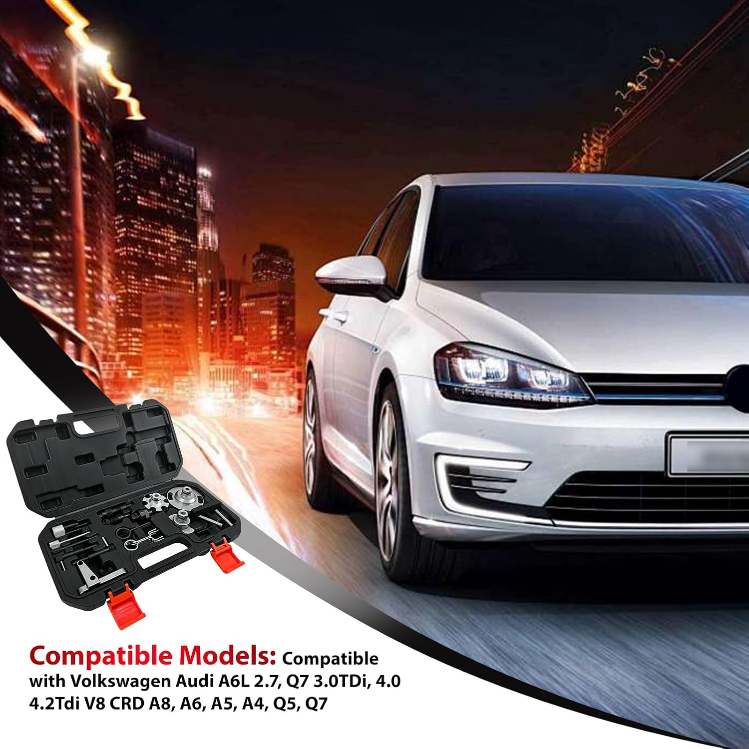 JAOGAUS Gereedschap voor de motor nokkenasinstelling, koolstofstaal, compatibel met Audi A6L 2.7, Q7 3.0TDi, 4.0 4.2Tdi V8 CRD A8, A6, A5, A4, Q5, Q7