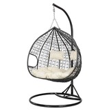 Hangstoel met frame voor buiten - 2 persoons - zwart beige
