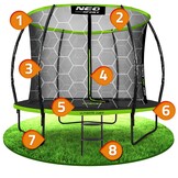 Trampoline 252 cm - met veiligheidsnet 252cm - Profiel 8ft - Neo-Sport