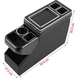 GEARMONSTER Middenconsole met opbergvakken opbergvak compatibel met VW T5 T6 T6.1, middenconsole Box met drankjeshouder, zwart glanzend leder accessoire voor individuele stoelen vooraan