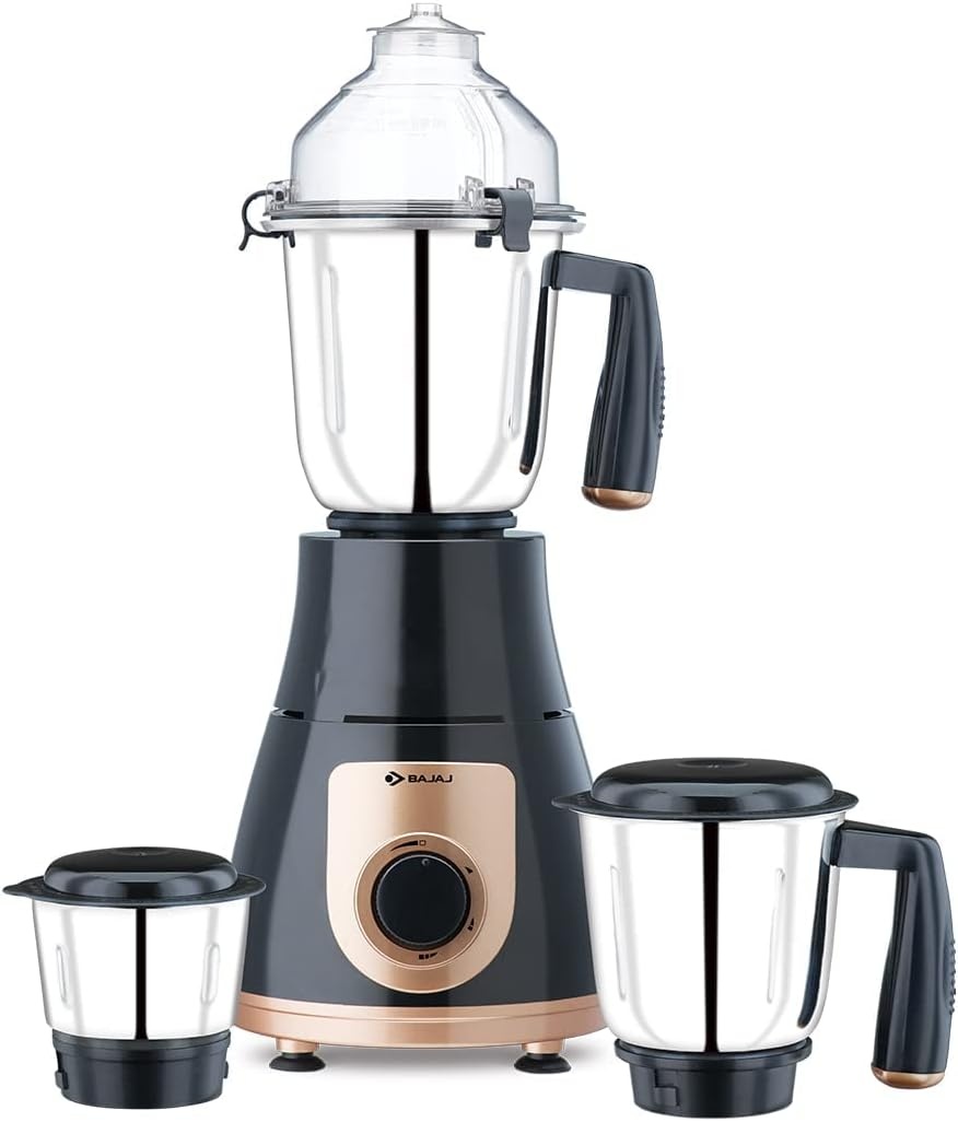 Bajaj GX-3701 750Watt Blender met Nutri-Pro Functie, 3 Roestvrijstalen Potten, Zwart