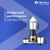 Bajaj GX-3701 750Watt Blender met Nutri-Pro Functie, 3 Roestvrijstalen Potten, Zwart