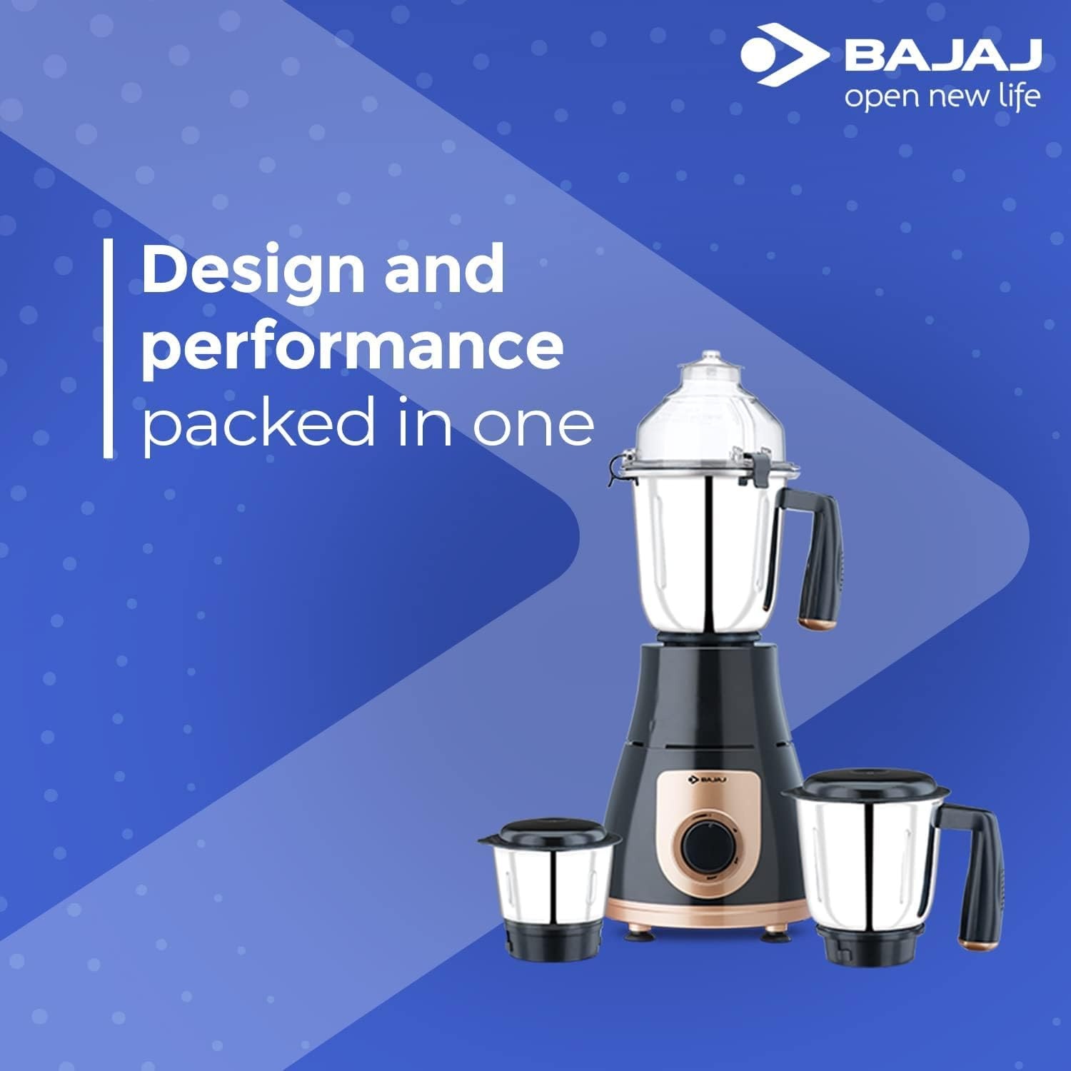 Bajaj GX-3701 750Watt Blender met Nutri-Pro Functie, 3 Roestvrijstalen Potten, Zwart