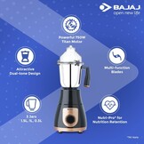 Bajaj GX-3701 750Watt Blender met Nutri-Pro Functie, 3 Roestvrijstalen Potten, Zwart
