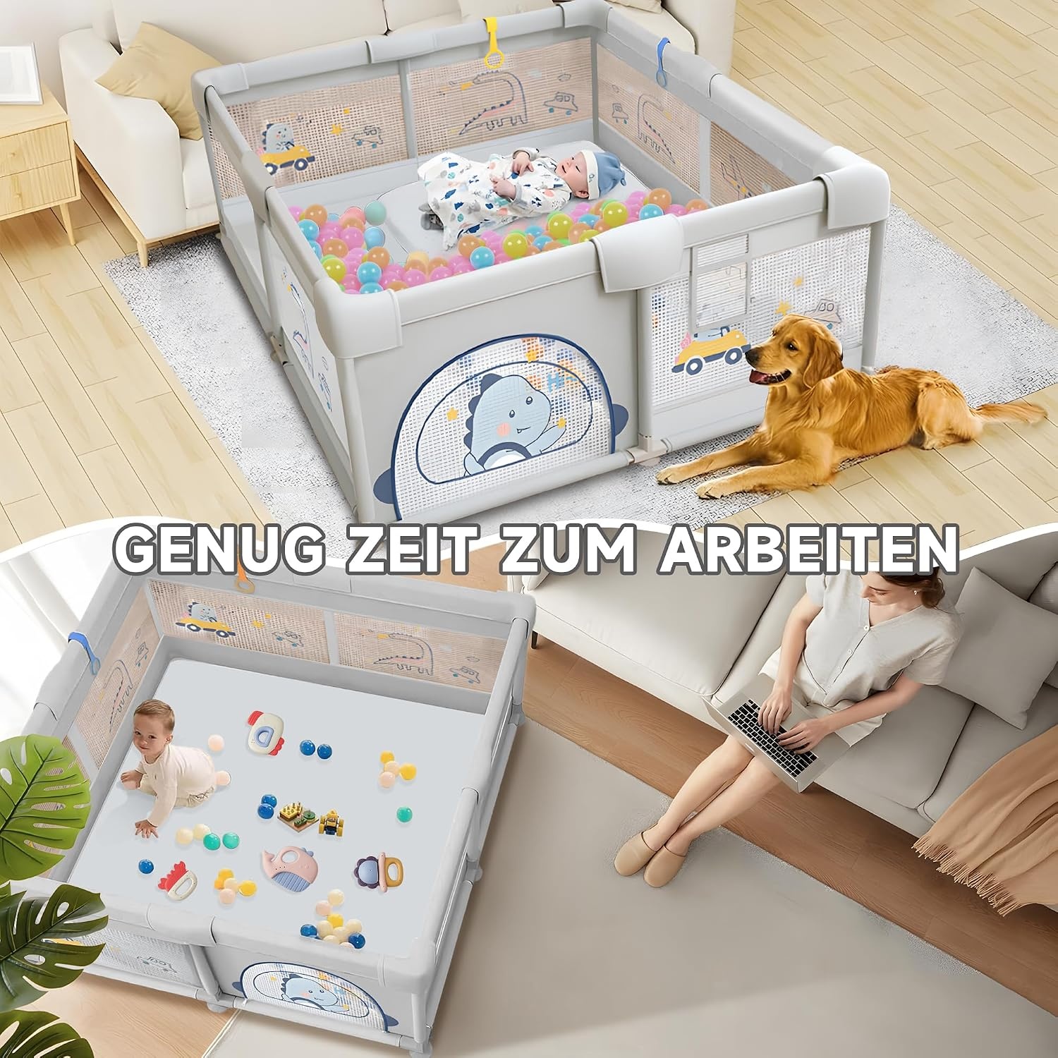 YELETY XL Baby Box - 180 x 200 cm - Dino Design - Inclusief 60 ballen