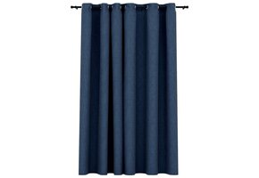 Blauw Linnenlook Gordijn Verduisterend 290x245 cm - 50% Korting