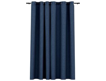 vidaXL Gordijn linnen-look verduisterend met ogen 290x245 cm blauw