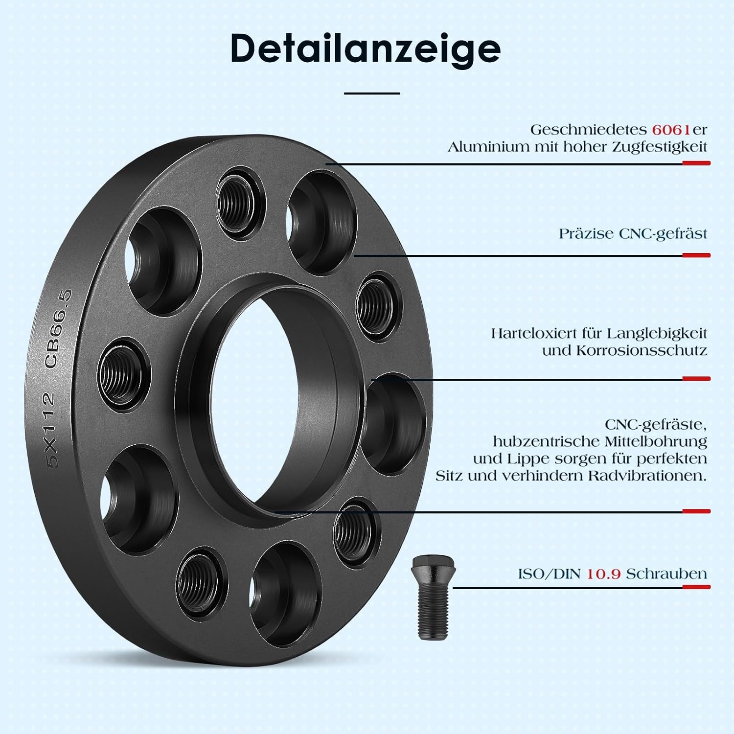 GEARMONSTER Spoorverbreders, 2 x 20 mm afstandsschijvenset, LK: 5 x 112 NLB:66.5, 40 mm spoorverbreders met 10 stuks wielbouten M14 x 1,5 x 25 mm voor A4 A5 A6 A7