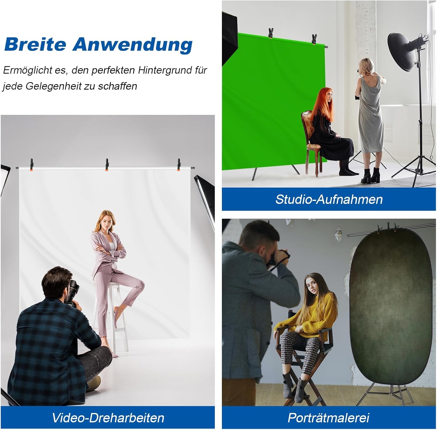 soonpho T-vormige achtergrondstandaard, 2,68 x 2,06 m, statiefstandaard, fotoachtergrond voor fotostudio, portret, productfotografie - Maat 2.6M