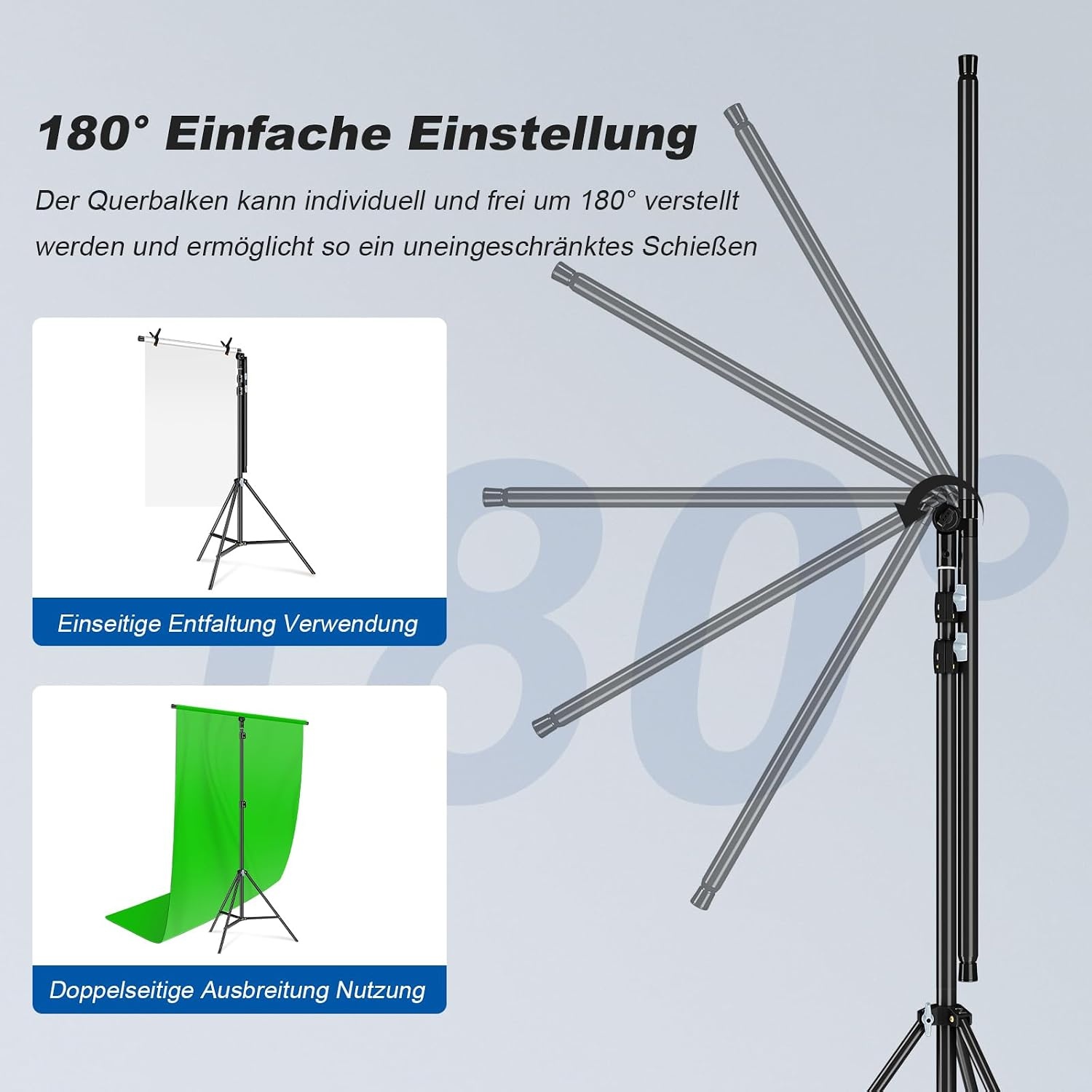 soonpho T-vormige achtergrondstandaard, 2,68 x 2,06 m, statiefstandaard, fotoachtergrond voor fotostudio, portret, productfotografie - Maat 2.6M