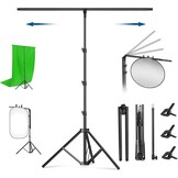 soonpho T-vormige achtergrondstandaard, 2,68 x 2,06 m, statiefstandaard, fotoachtergrond voor fotostudio, portret, productfotografie - Maat 2.6M
