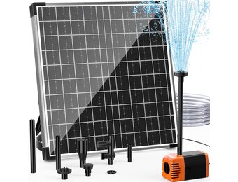 Biling 25 W Solar vijverpomp, 1810 l/u debiet, fontein op zonne-energie voor buiten, met 1,5 m beekloopslang, filter, doe-het-zelf zonnepomp, 5 m leidinglengte, beeklooppomp, zonne-energie voor