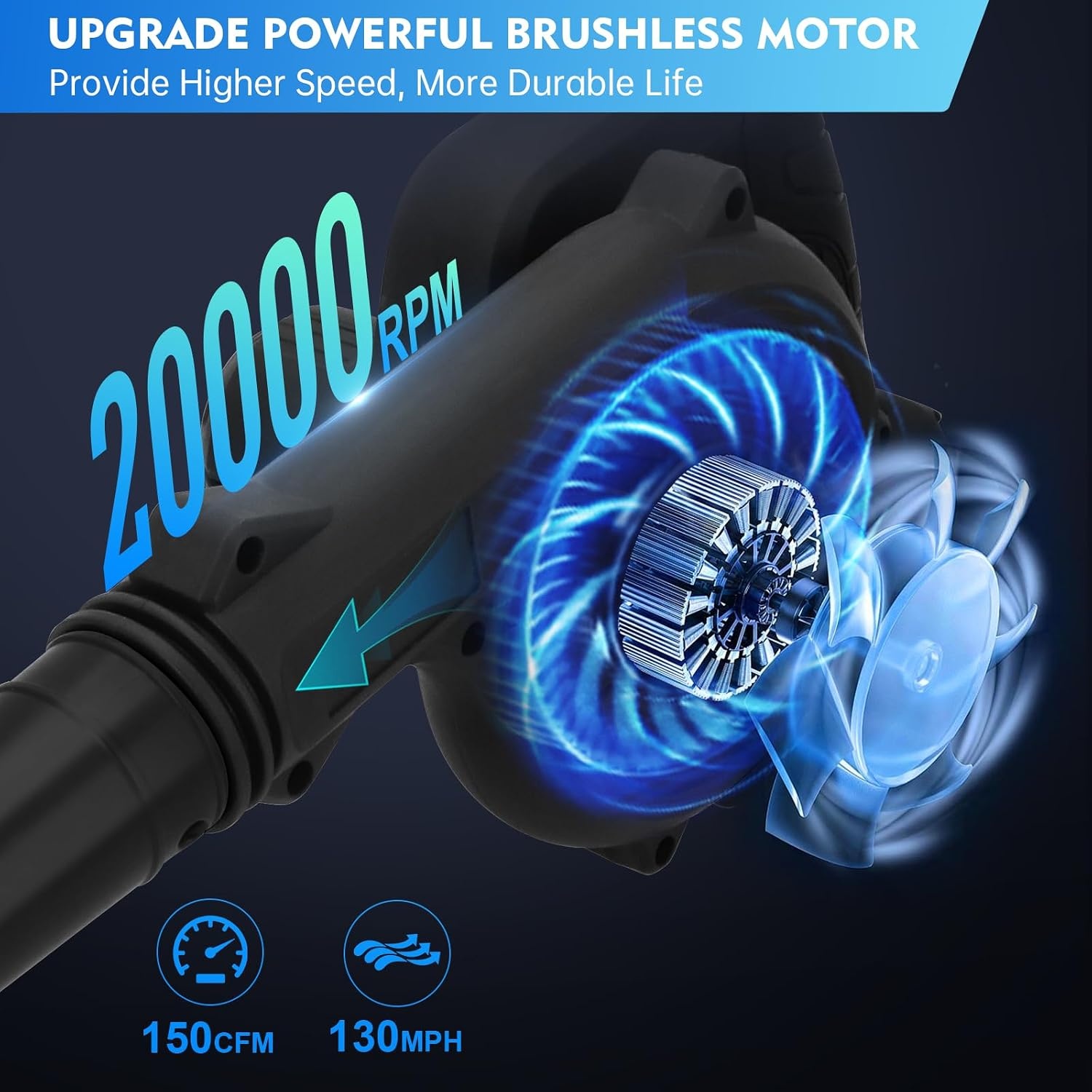 Elektrische ventilator met accu 24 V, 2 batterijen en oplader inbegrepen, krachtige draadloze ventilator voor tuin, terras, garage, sneeuw, stof en dierenharen (zwart)