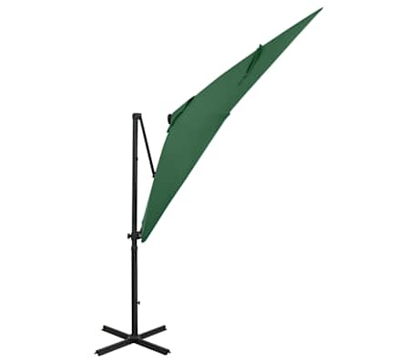 Zweefparasol met LED-verlichting 250 cm Groen - 34% Korting!
