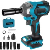 Accu-slagschroevendraaier, compatibel met Makita 18 V accu, 700 Nm, 1/2 inch borstelloze slagschroevendraaier, accumoersleutel met 6 dopsleutels voor het verwisselen van banden in de auto (zonder