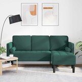 vidaXL Bankstel met kussen Donkergroen Polyester