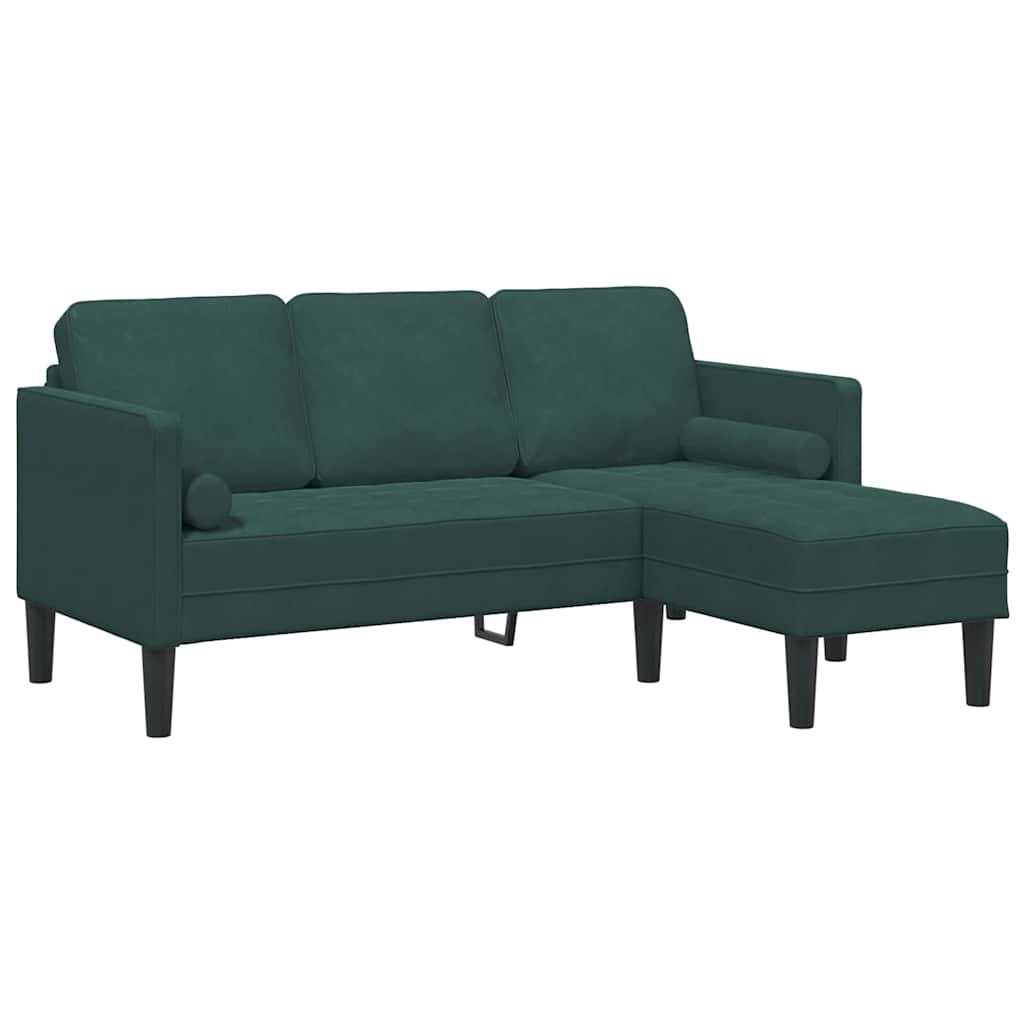 vidaXL Bankstel met kussen Donkergroen Polyester
