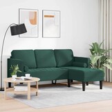 vidaXL Bankstel met kussen Donkergroen Polyester