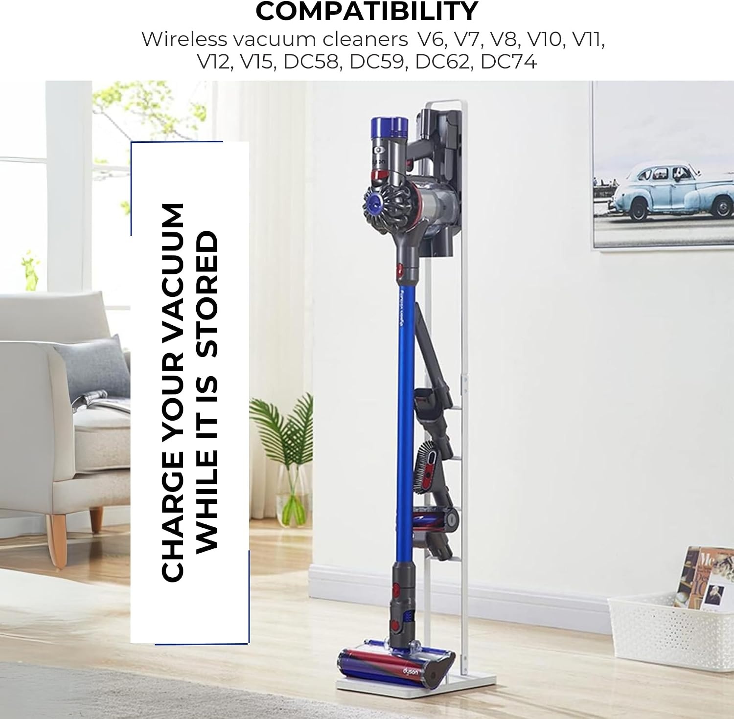 Stofzuiger standaard zonder boren | Staande houder | Ruimtebesparend | Compatibel met V15, V12, V11, V10, V8, V7, V6 en Xiaomi DC58/DC59/DC62/DC74