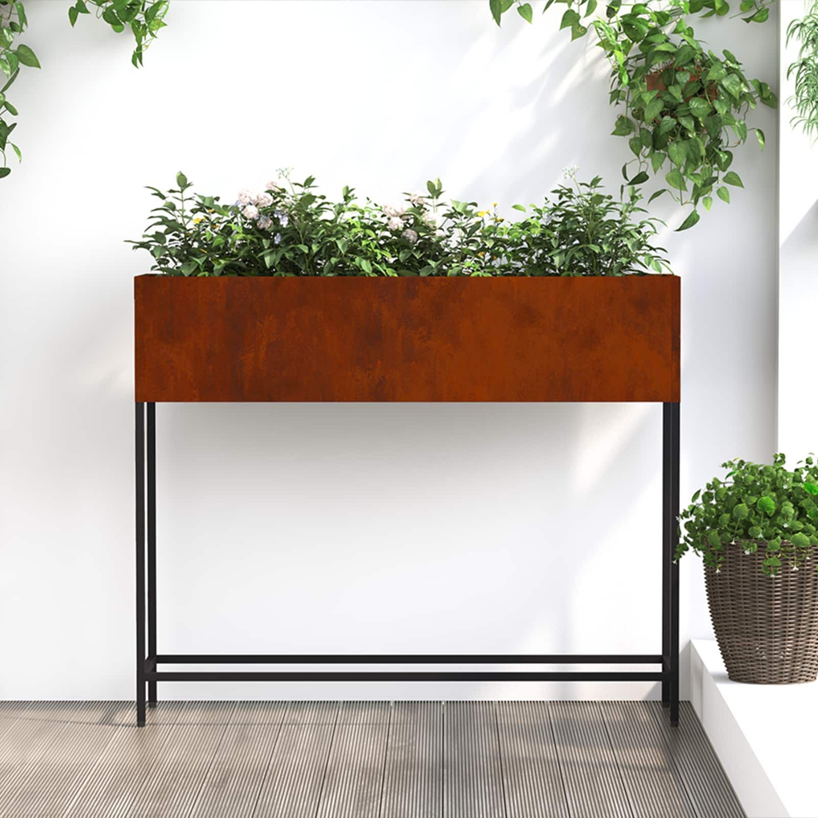 vidaXL Verhoogde Tuin Plantbak Roestig 100 x 26 x 82 cm Cortenstaal