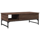 vidaXL Salontafel 100x50x35 cm bewerkt hout en metaal bruin eikenkleur