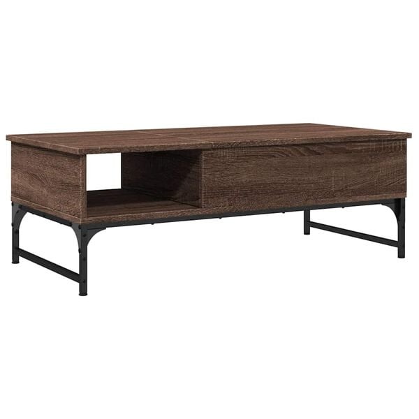 vidaXL Salontafel 100x50x35 cm bewerkt hout en metaal bruin eikenkleur