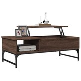 vidaXL Salontafel 100x50x35 cm bewerkt hout en metaal bruin eikenkleur