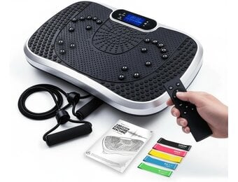 WeightWorld Trilplaat Zwart - 5 Programma's & 99 Snelheden - Inclusief Bluetooth Speaker & 5 Weerstandsbanden