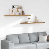 vidaXL Wandplank 2 st Bruin 120 x 23,5 x 3,8 cm Bewerkt hout