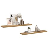 vidaXL Wandplank 2 st Bruin 120 x 23,5 x 3,8 cm Bewerkt hout