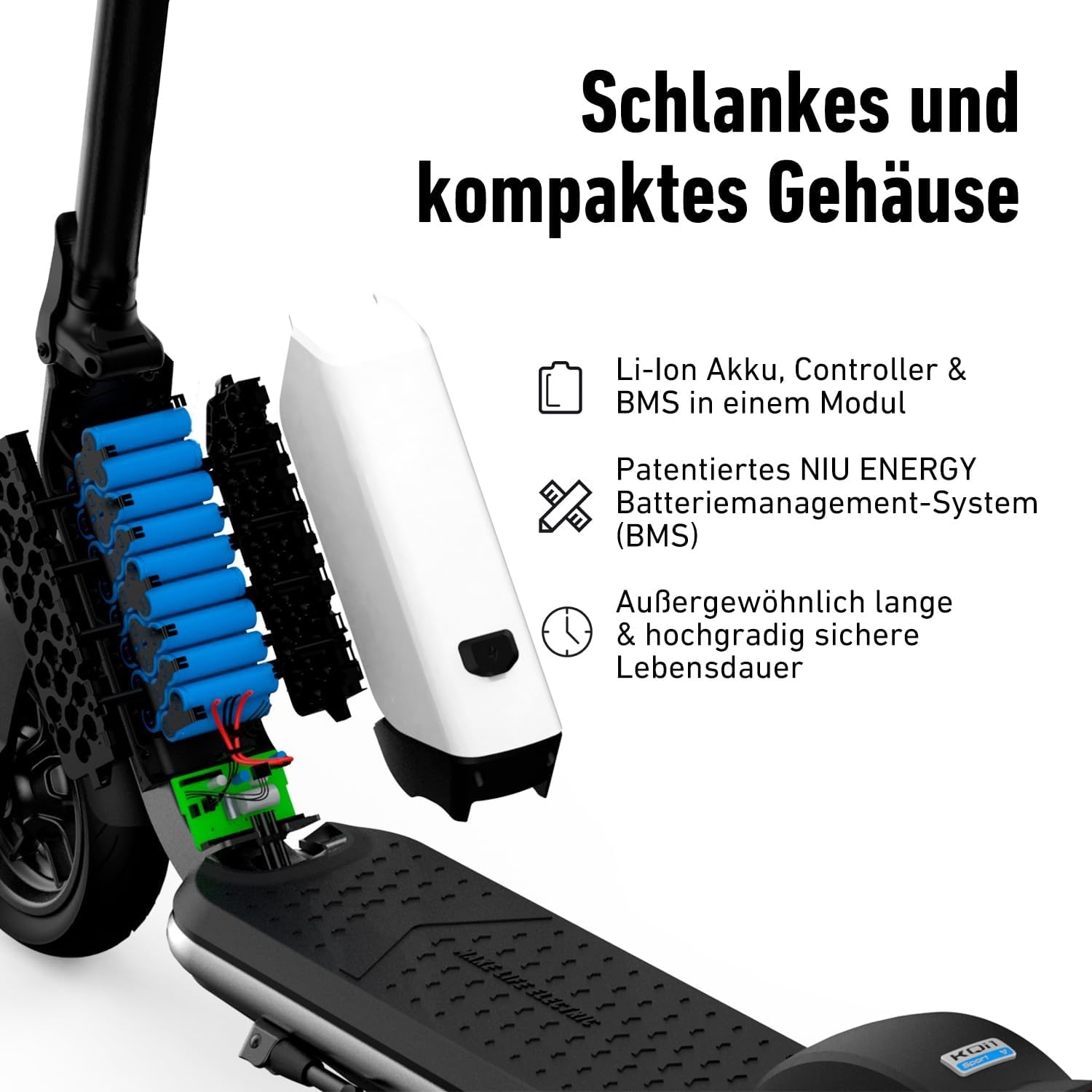 NIU KQi1 Pro Elektrische Step met Straßenzulassung Wit/Antraciet 25 km Actieradius