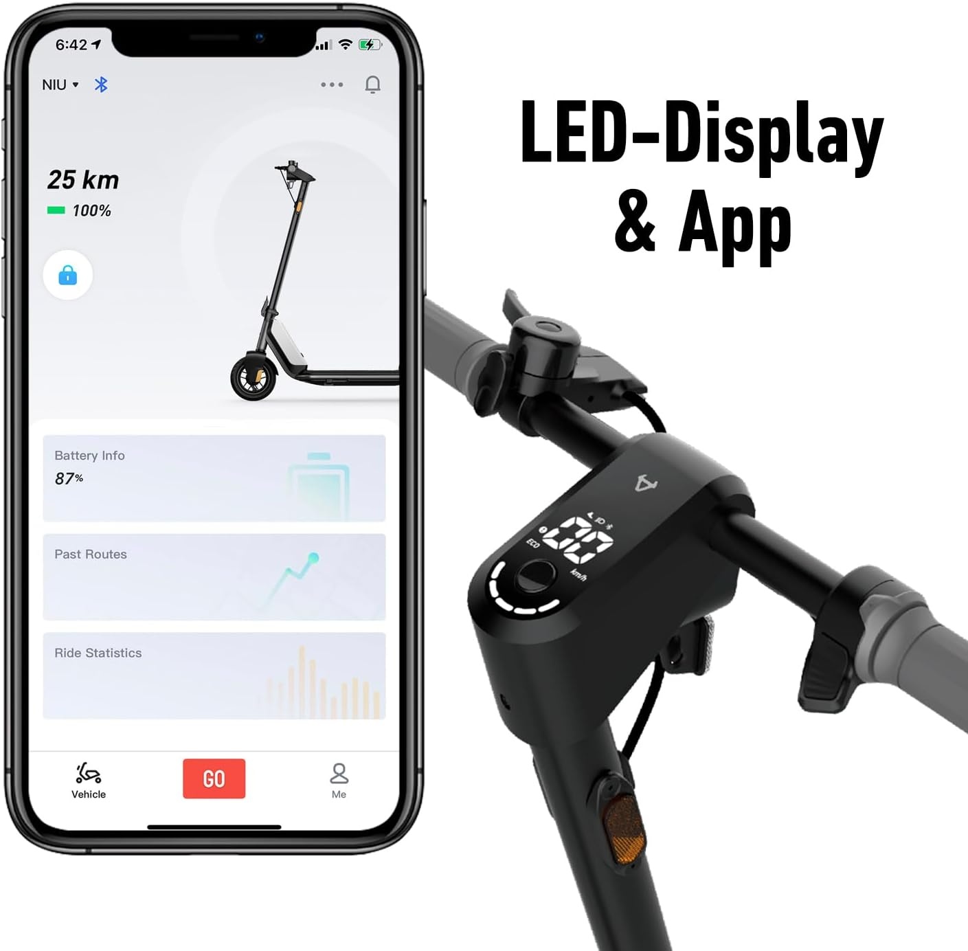 NIU KQi1 Pro Elektrische Step met Straßenzulassung Wit/Antraciet 25 km Actieradius