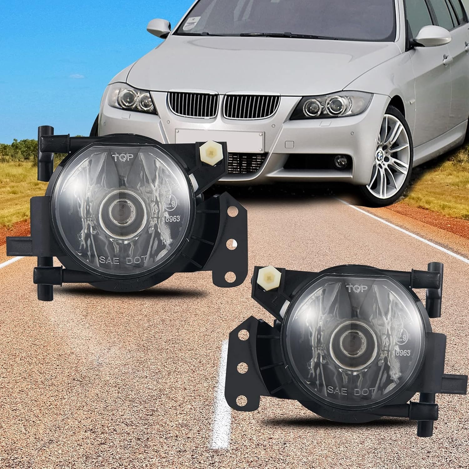 Mistlampen Transparant BMW E90 E91 M-pakk. (04-12), E46 (03-07), E60 E61 (03-07), E63 E64 (03-10), X3 E83 M/A (03-06) | Paar
