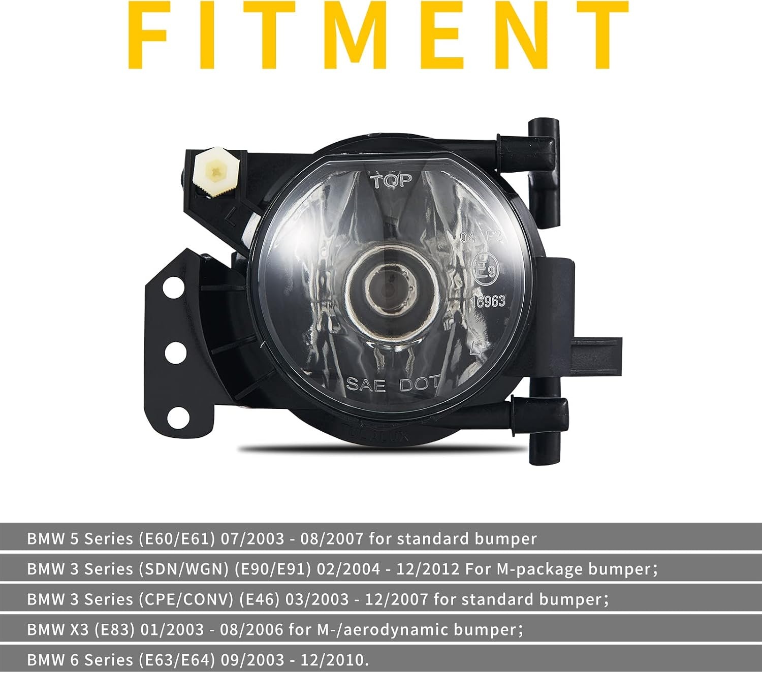 Mistlampen Transparant BMW E90 E91 M-pakk. (04-12), E46 (03-07), E60 E61 (03-07), E63 E64 (03-10), X3 E83 M/A (03-06) | Paar