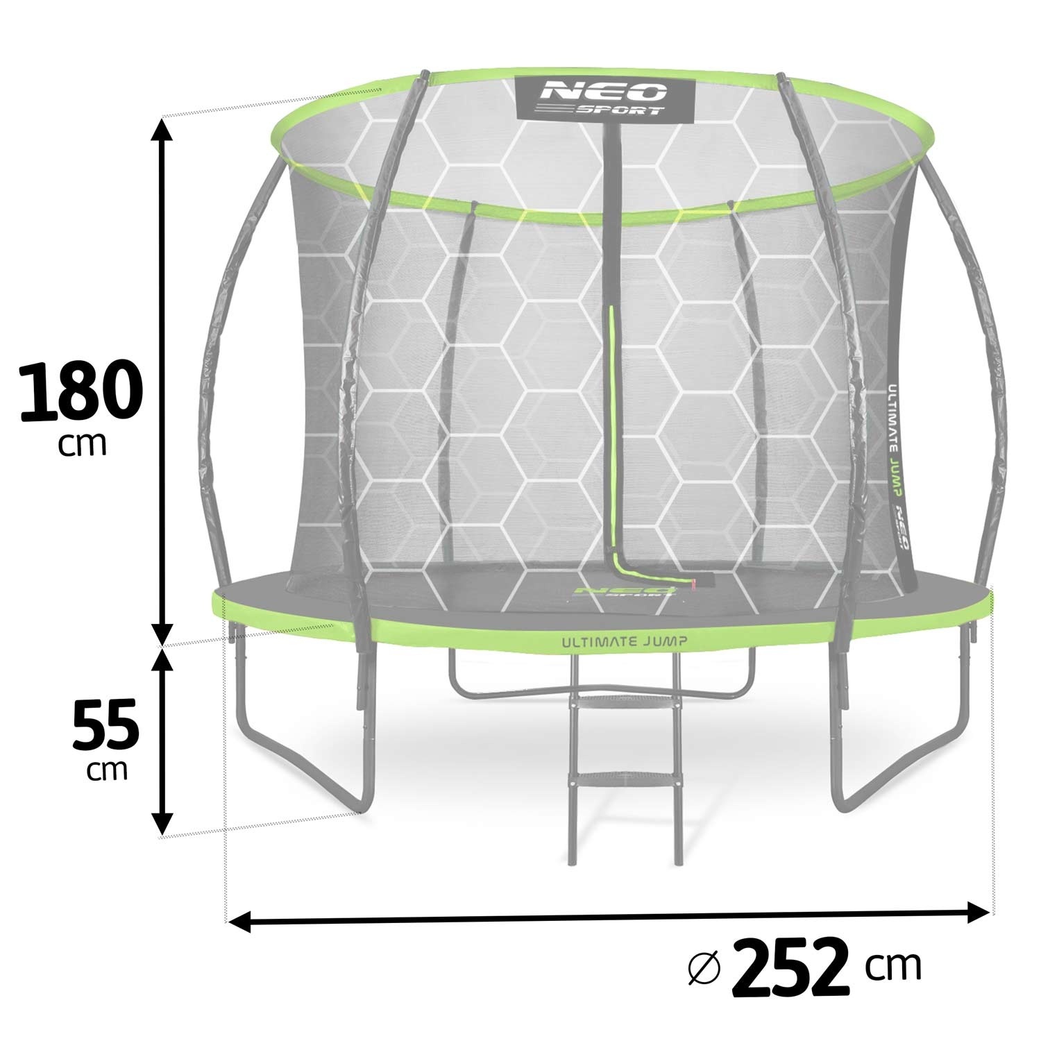 Trampoline 252 cm - met veiligheidsnet 252cm - Profiel 8ft - Neo-Sport