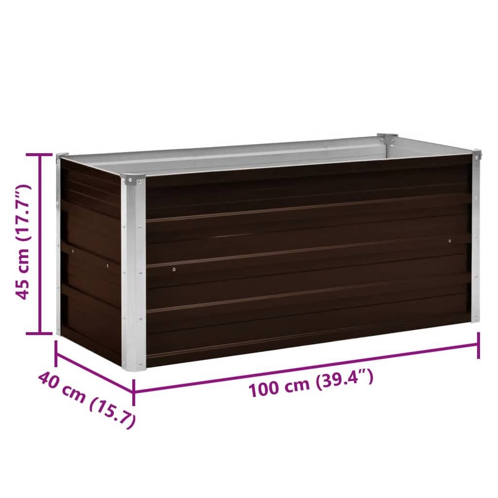 vidaXL Plantenbak verhoogd 100x40x45 cm gegalvaniseerd staal bruin
