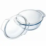 Glazen Braadpan Ovenschaal Rond 5 Liter met Deksel | Oven Magnetron Vriezer Vaatwasser geschikt | 25 cm